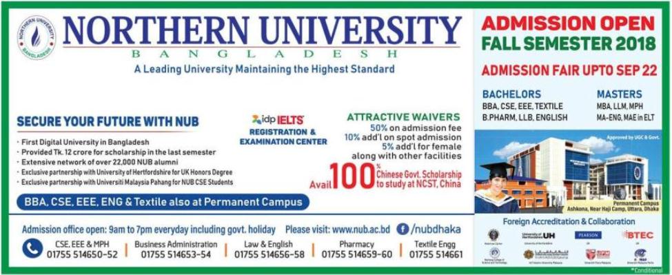 Private University Admission Circular